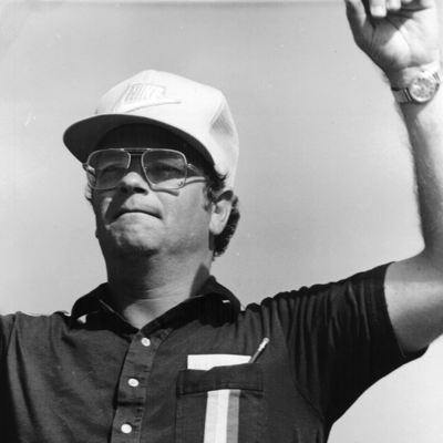  Bruce Moss conducts the NU Wildcat Marching Band in rehearsal. (1981) 