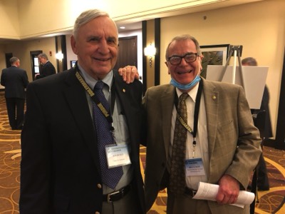  Cross-state rivals? Dr. Moss and Dr. Jon Dugle at the 87th ABA Convention. Dugle is the former Director of Bands at Western Illinois University. Moss, former Director of Bands at Eastern Illinois University. Both University of Illinois graduates. Ironically, Dugle is a graduate of York High School! (Dugle graduated a few years before Moss taught at York. ;) ) 