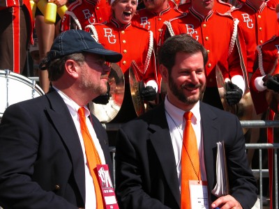  Dr. Moss with guest FMB announcer Pete Friedmann at the BGSU vs Ohio State game (fall, 2003) (photo: Bill Hayward) 