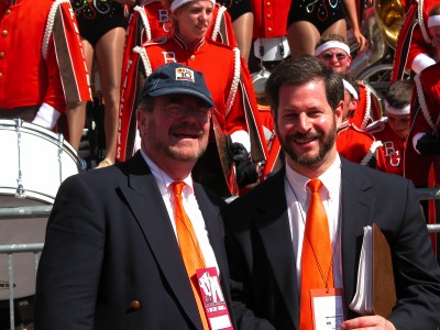  Dr. Moss with guest FMB announcer Pete Friedmann at the BGSU vs Ohio State game (fall, 2003) (photo: Bill Hayward)  