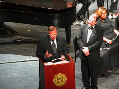  College of Musical Arts Dean Richard Kennell presents Lou Marini Sr. with an award at the BGSU Wind Ensemble concert (Fall, 2003) 
