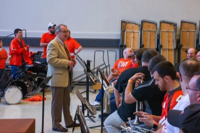  Dr. Moss at an FMB Alumni Band rehearsal (photo: Bill Hayward) 